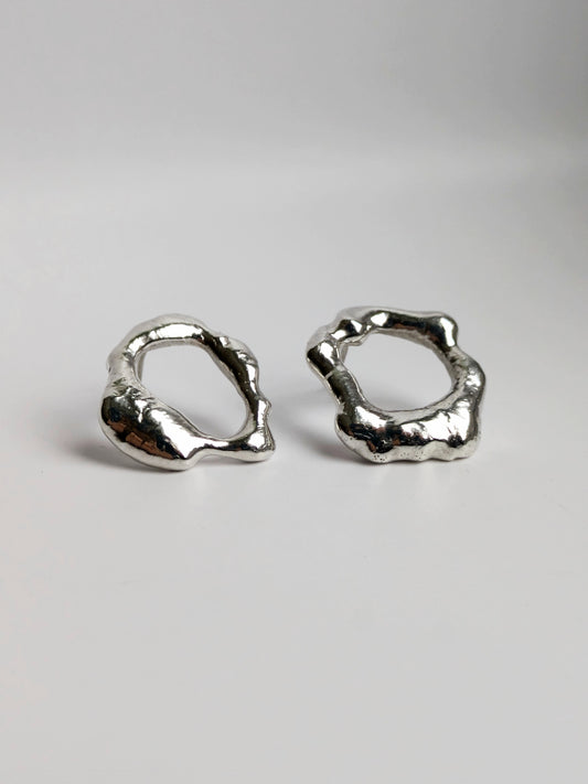 Molten Scrap Silver Earrings I
