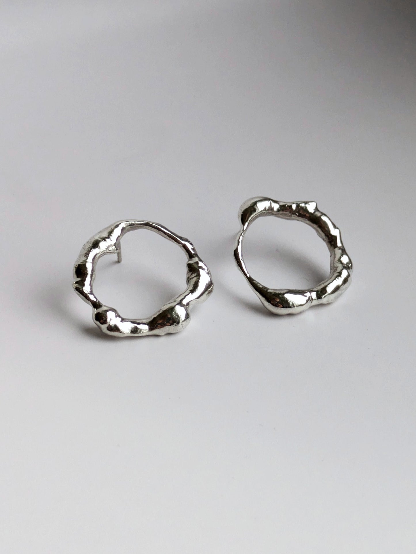Molten Scrap Silver Earrings II