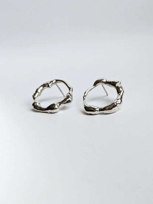 Molten Scrap Silver Earrings II