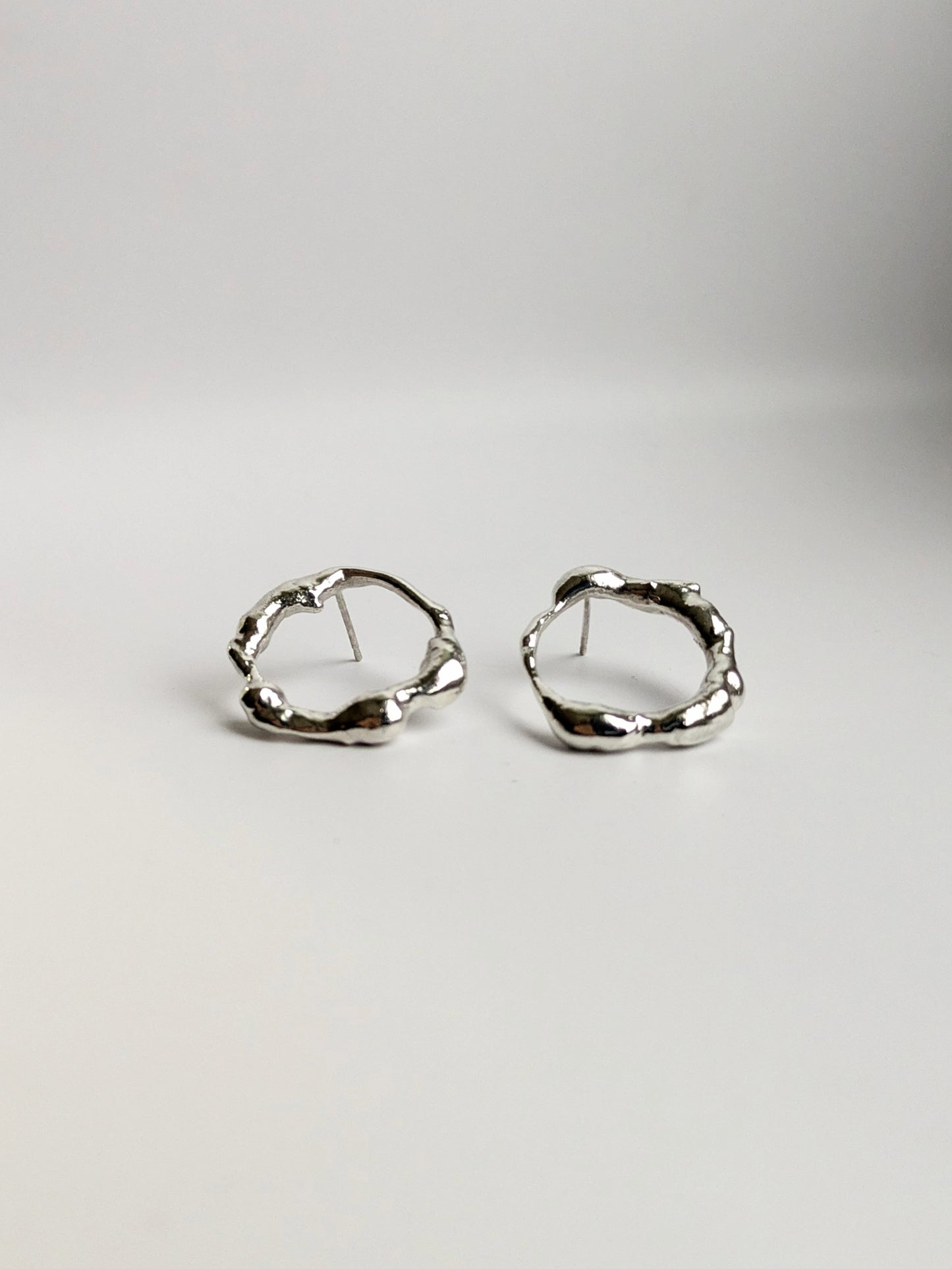 Molten Scrap Silver Earrings II