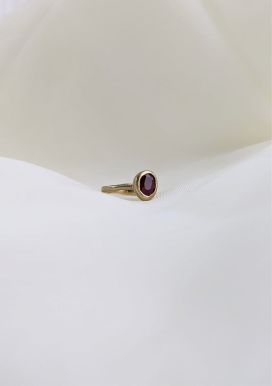 Yellow Gold Engagement Ring Set with a Ruby Birthstone