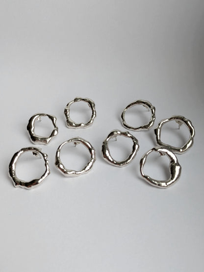 Molten Scrap Silver Earrings II