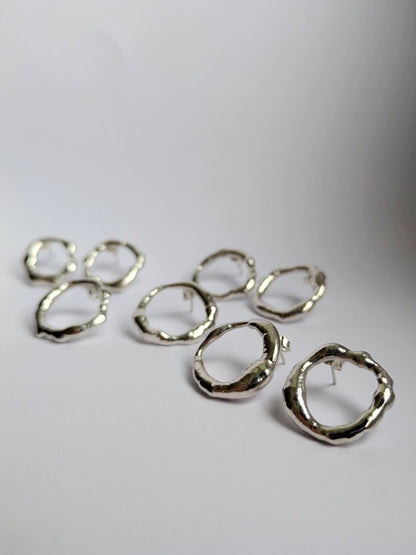 Molten Scrap Silver Earrings II
